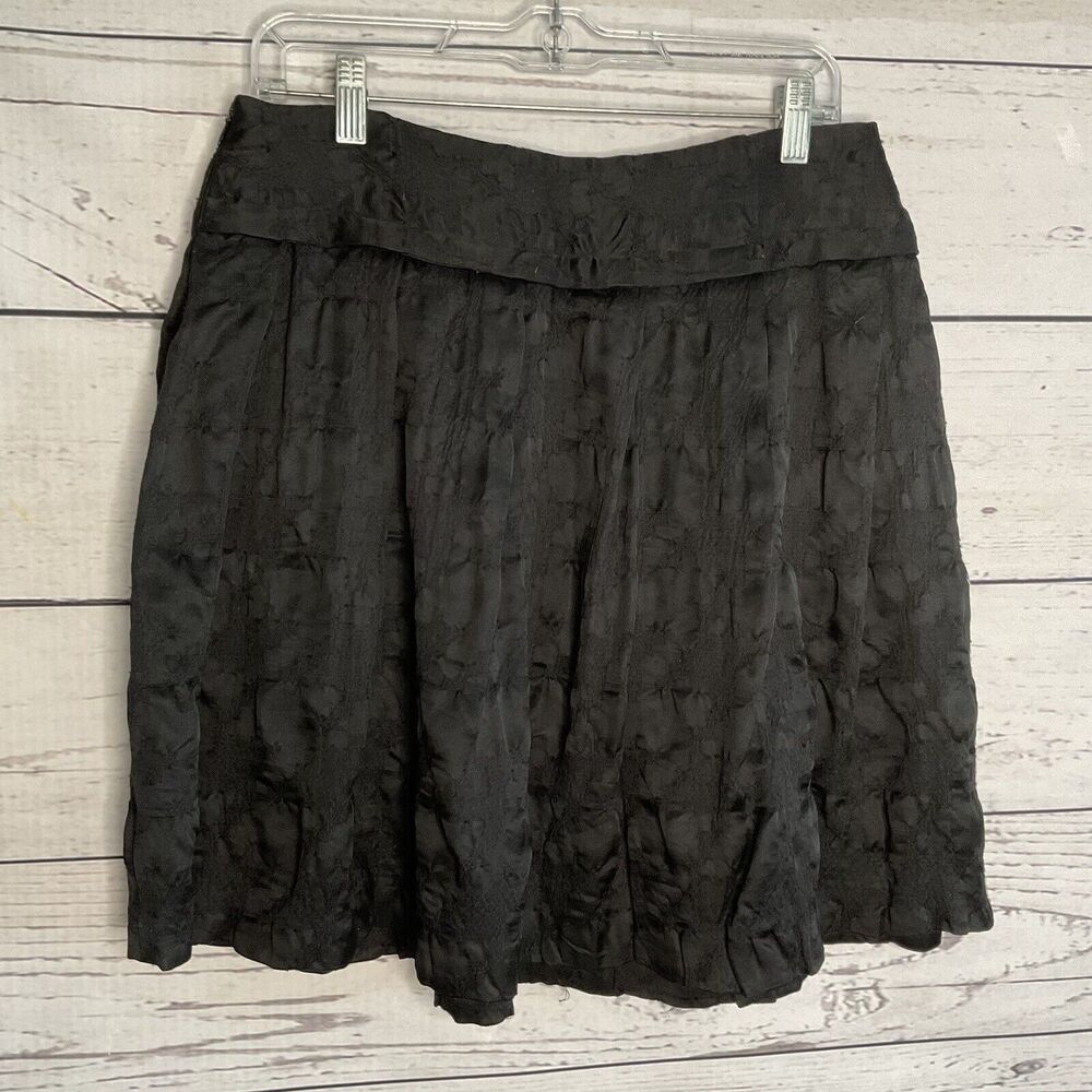 Theory Lanu Skirt Womens sz 8 Pleated Black wool Silk Whimsigoth Coquette Girly